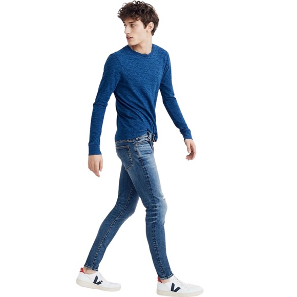 Madewell Men’s Skinny Authentic Flex Jeans in Myrtle Wash Kaihara Mill - Picture 6 of 12